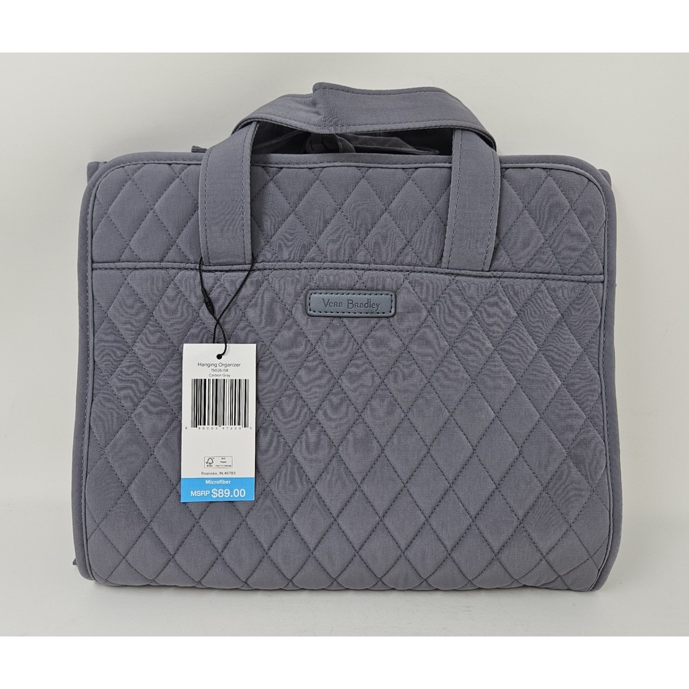 Vera Bradley Microfiber Hanging Travel Organizer, Carbon Gray, 15026-I58, NEW!